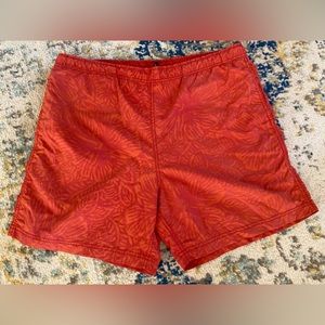 Nautica orange red hibiscus floral design men’s swim trunks SZ M